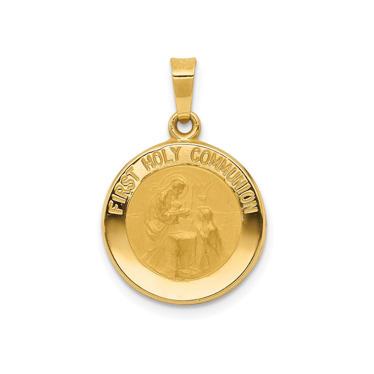14k Yellow Gold First Holy Communion Pendant with Communion Scene for Women