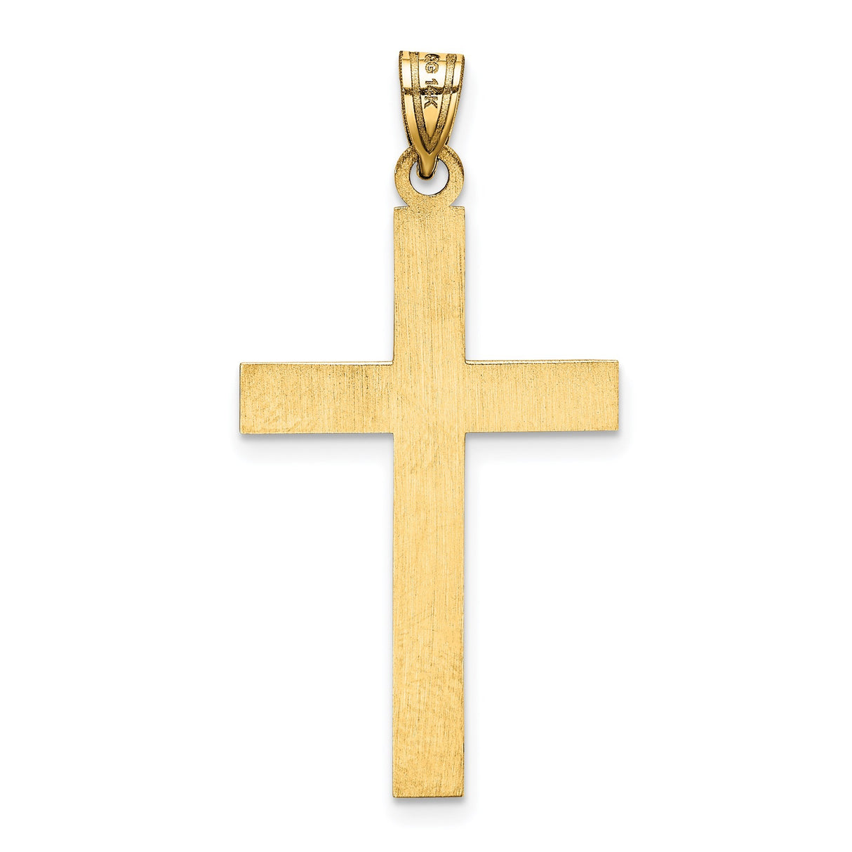 14k Yellow Gold Cross Pendant with Vine Engraving, Floral and Sunburst Design for Women