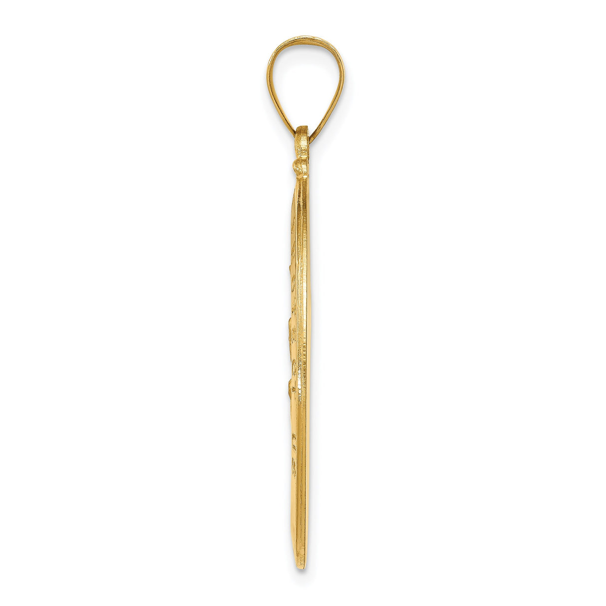 14k Yellow Gold Saint Christopher Oval Medal Pendant with Brushed and Polished Finish