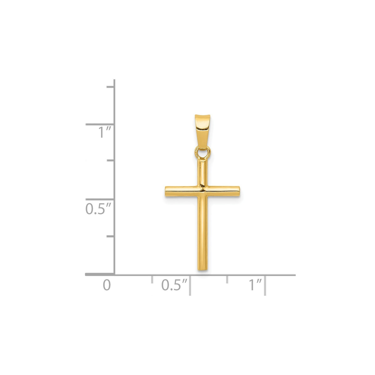 14k Yellow Gold Cross Pendant, Polished Minimalist Latin Catholic Design for Men or Women
