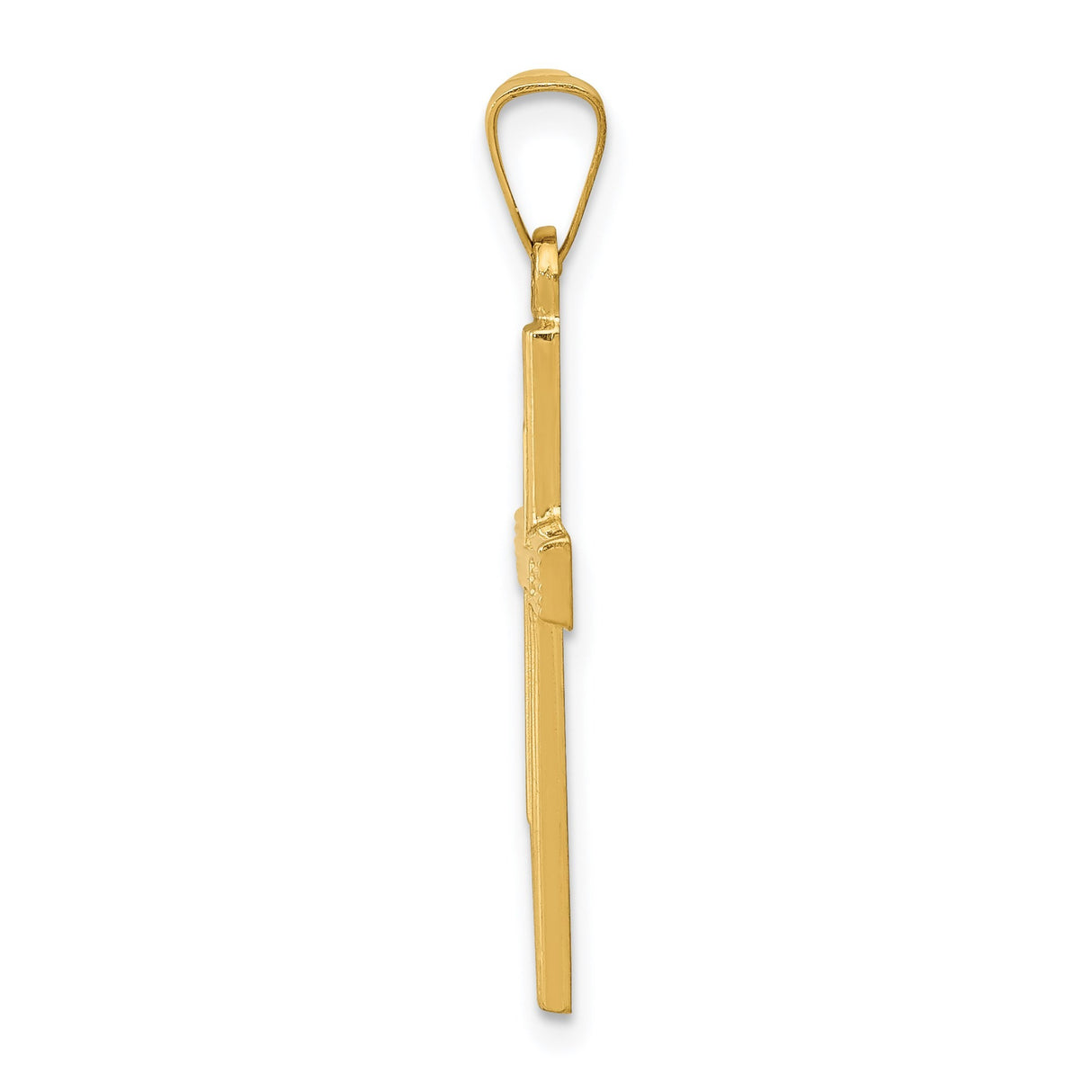 14k Yellow Gold Cross Pendant with Textured Brushed and Polished Design for Men or Women