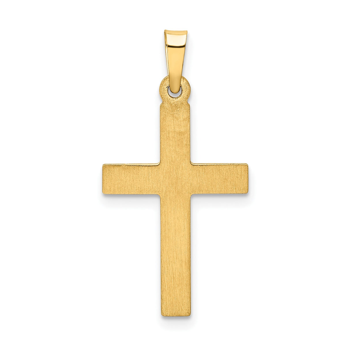 14k Yellow Gold Cross Pendant with Textured Brushed and Polished Design for Men or Women