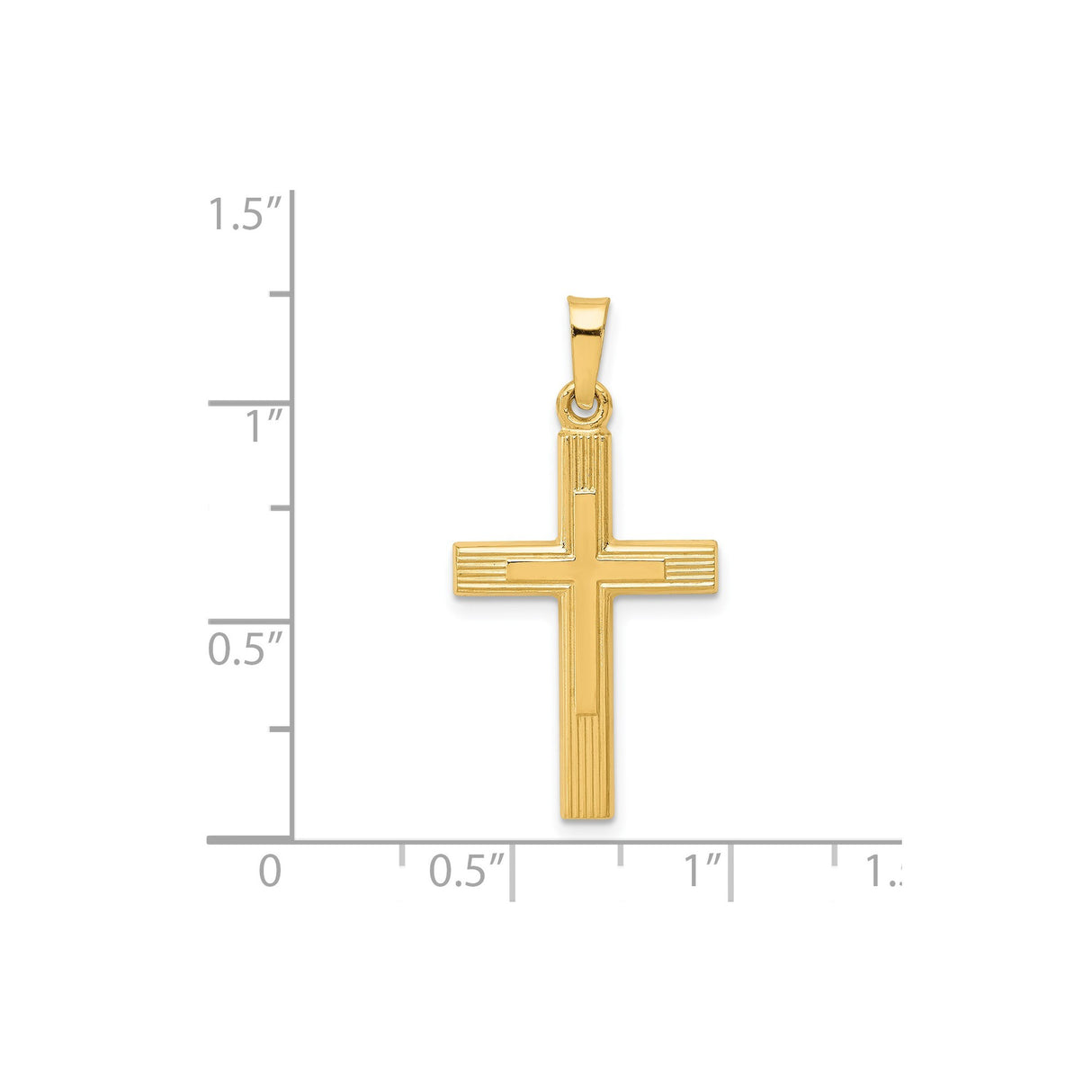 14k Yellow Gold Cross Pendant with Textured Brushed and Polished Design for Men or Women