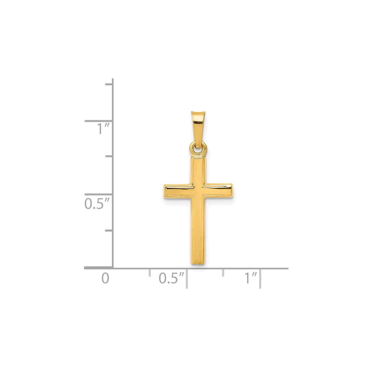 14k Yellow Gold Latin Cross Pendant, Polished Plain Christian Charm for Men or Women