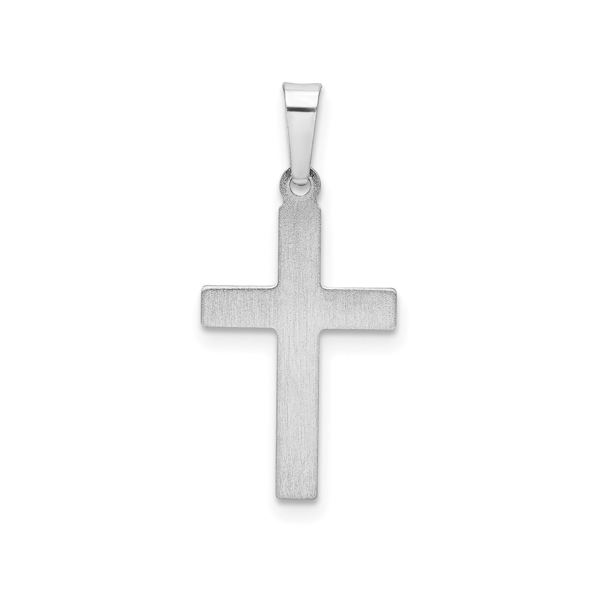 14k White Gold Cross Pendant with Textured Design and Polished Center