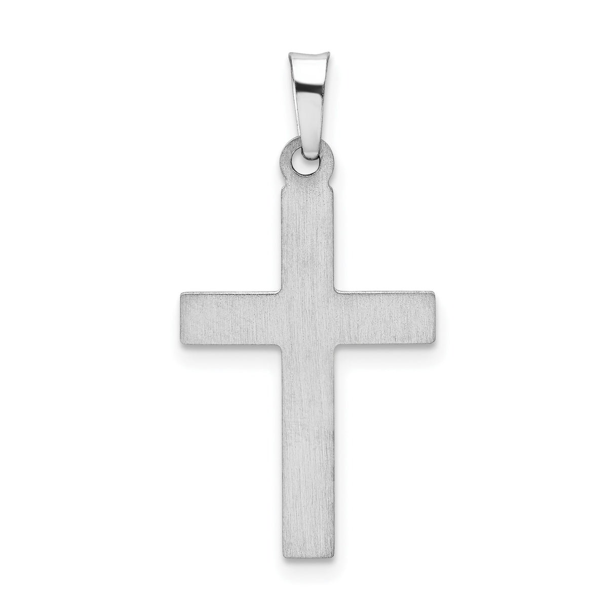 14k White Gold Cross Pendant with Polished and Etched Detailing, Christian Charm for Women or Unisex Wear