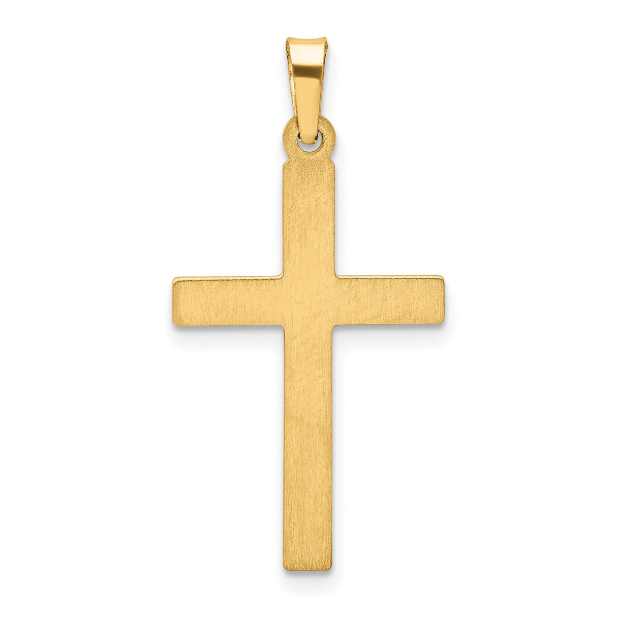 14k Yellow Gold and Rhodium Cross Pendant, Curved Modern Design, Polished and Satin Finish