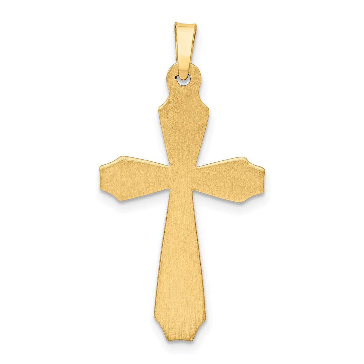 14k Yellow Gold Cross Pendant with Polished and Textured Design, Christian Religious Charm