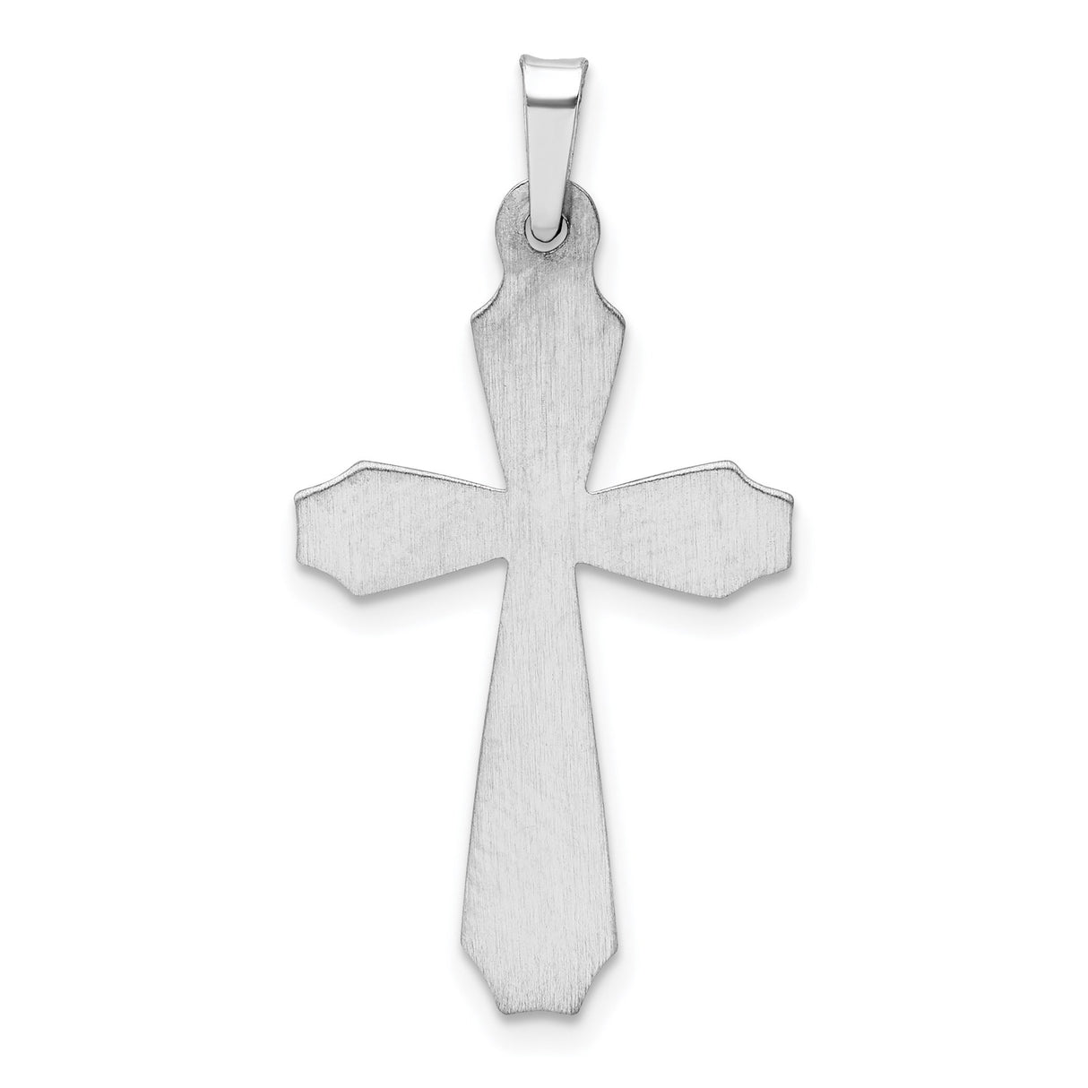 14k White Gold Cross Pendant, Beveled Textured Design, Religious Christian Jewelry for Men and Women