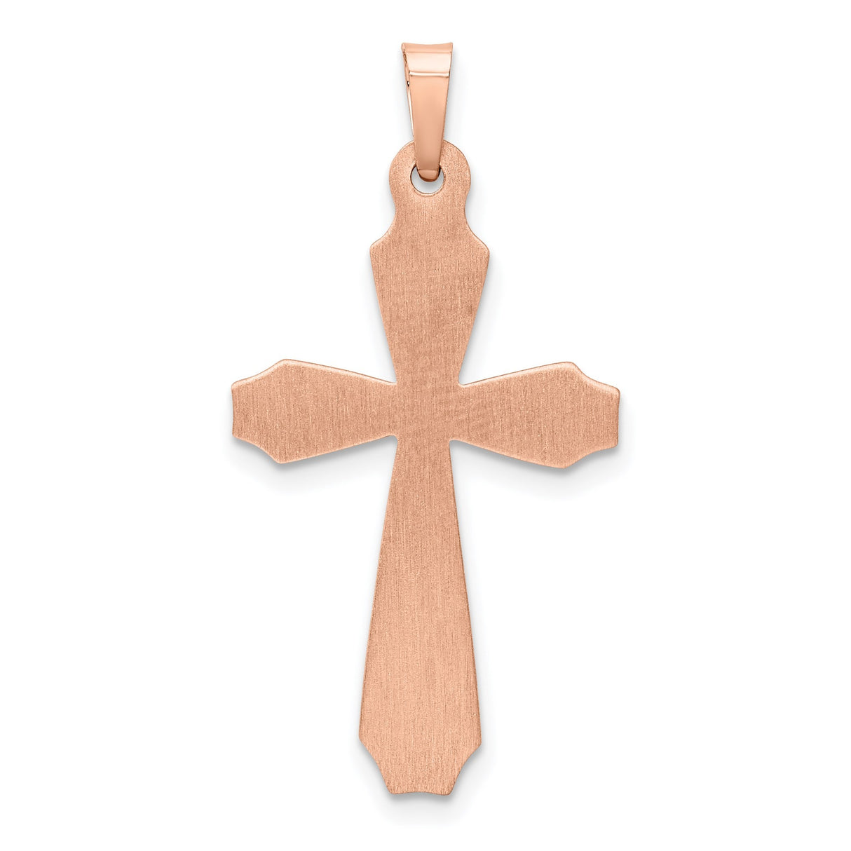 14k Rose Gold Cross Pendant, Polished Christian Charm, Religious Faith Jewelry for Women