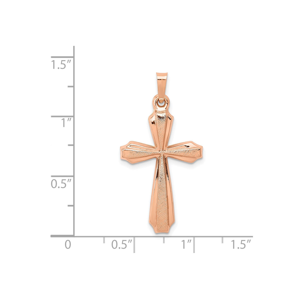 14k Rose Gold Cross Pendant, Polished Christian Charm, Religious Faith Jewelry for Women