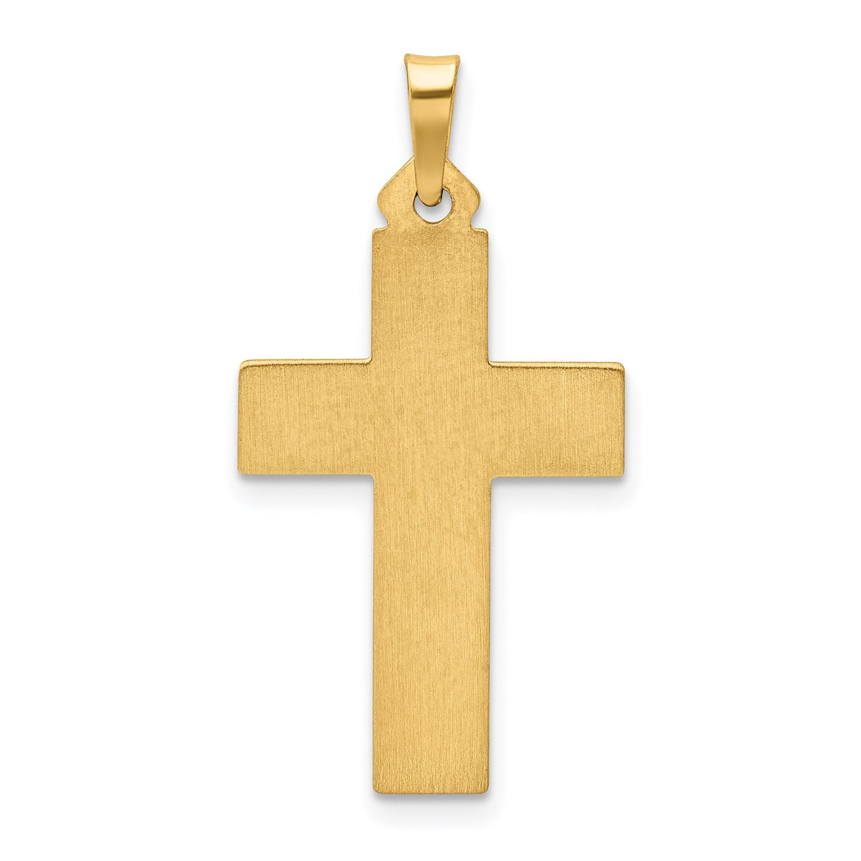 14k Yellow Gold Cross Pendant with Polished Finish and Leaf Engraving, Christian Religious Charm