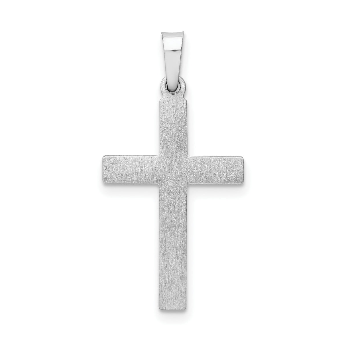 14k White Gold Cross Pendant, Polished Tubular Christian Religious Jewelry for Men or Women