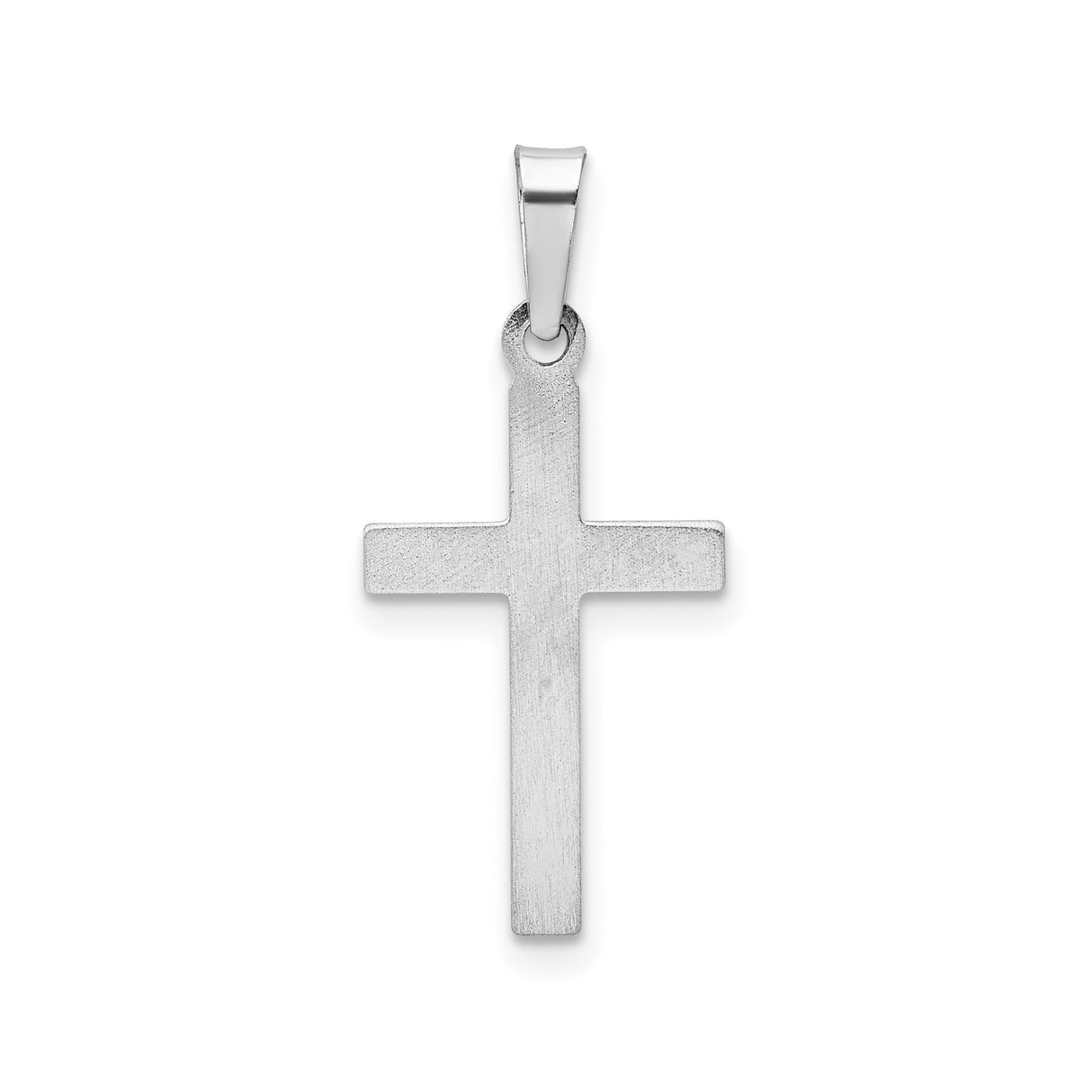 14k White Gold Cross Pendant, Polished Latin Christian Charm, Religious Jewelry for Men or Women