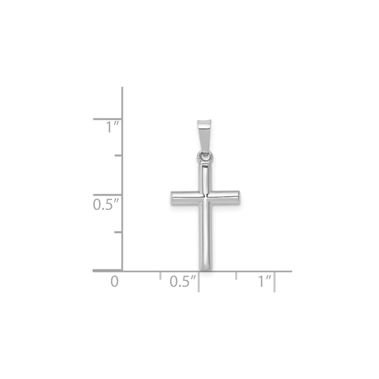 14k White Gold Cross Pendant, Polished Latin Christian Charm, Religious Jewelry for Men or Women