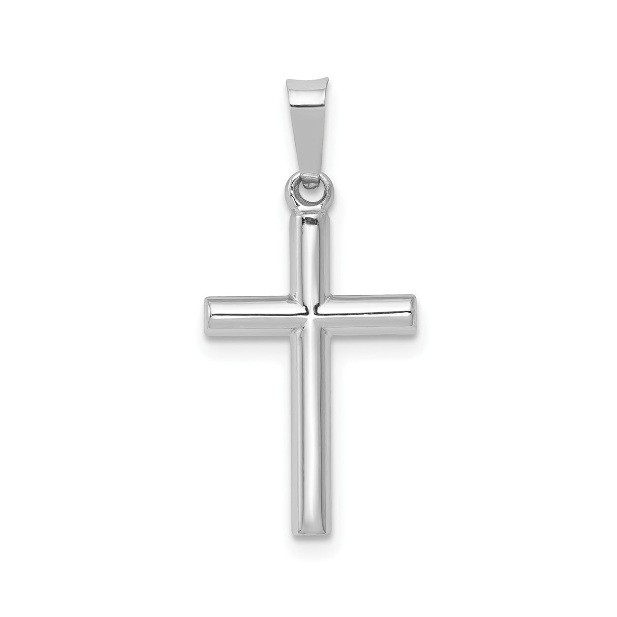 14k White Gold Cross Pendant, Polished Latin Christian Charm, Religious Jewelry for Men or Women