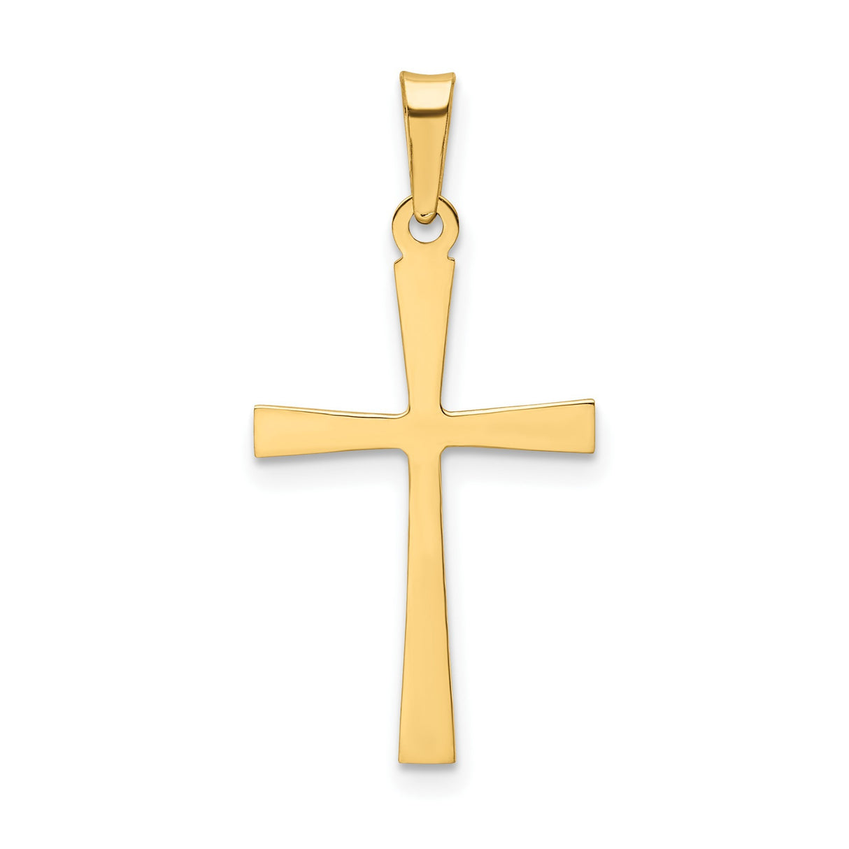 14k Yellow Gold Latin Cross Pendant, Textured and Polished Christian Charm, Unisex Religious Jewelry