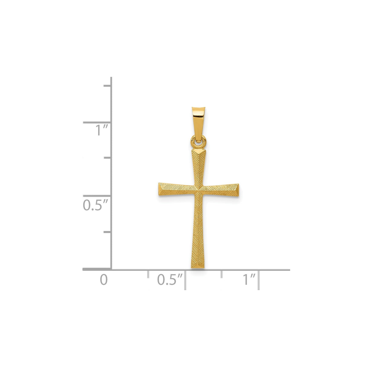 14k Yellow Gold Latin Cross Pendant, Textured and Polished Christian Charm, Unisex Religious Jewelry