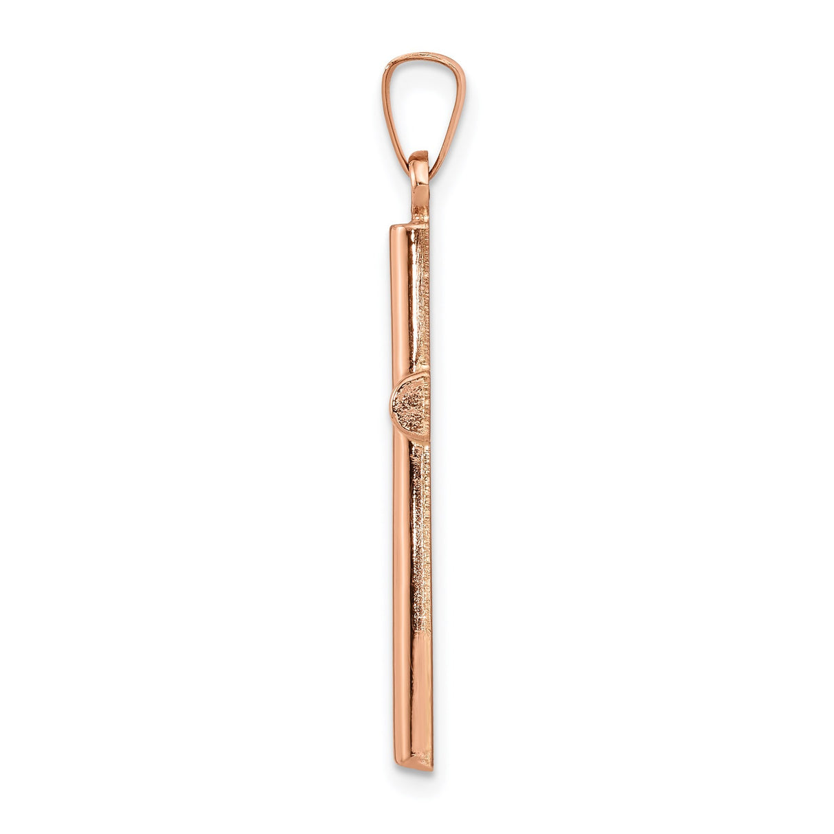 14k Rose Gold Tubular Cross Pendant, Polished Religious Jewelry for Women or Unisex Wear