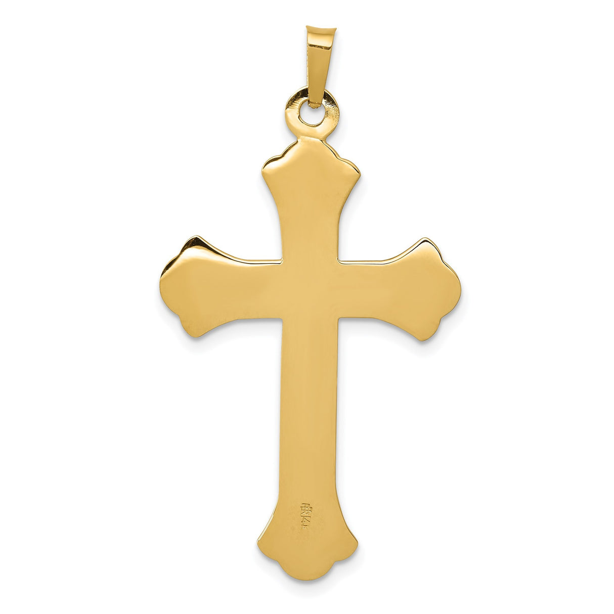 14k Yellow Gold Cross Pendant with Scroll Detailing and Textured Finish