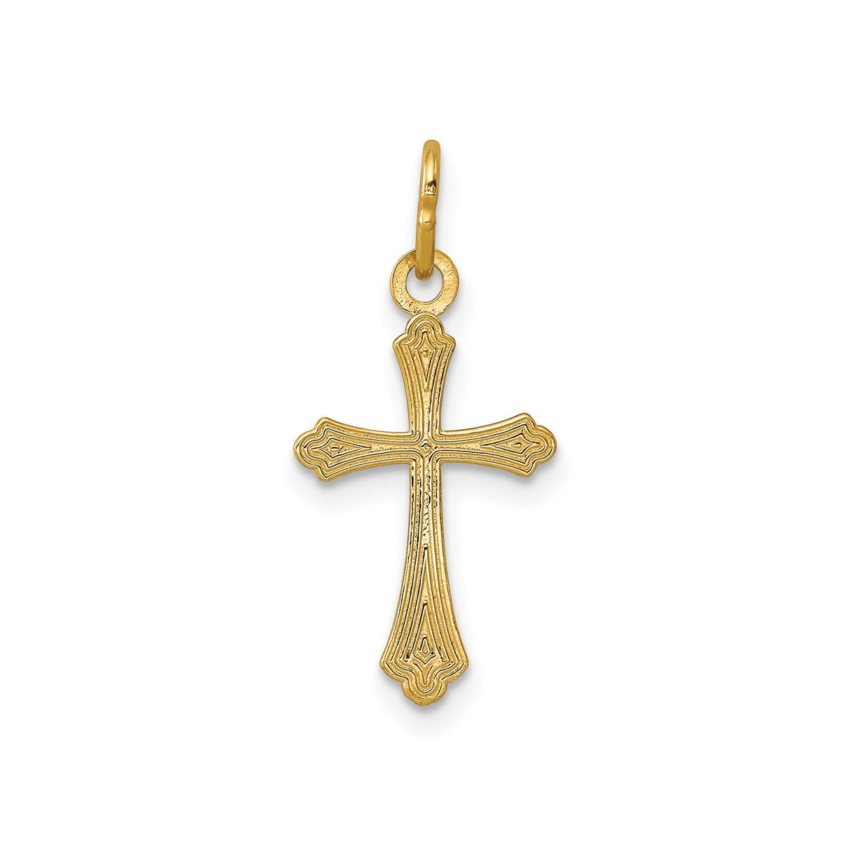 14k Yellow Gold Cross Pendant with Flared Tips and Ornate Detailing for Women