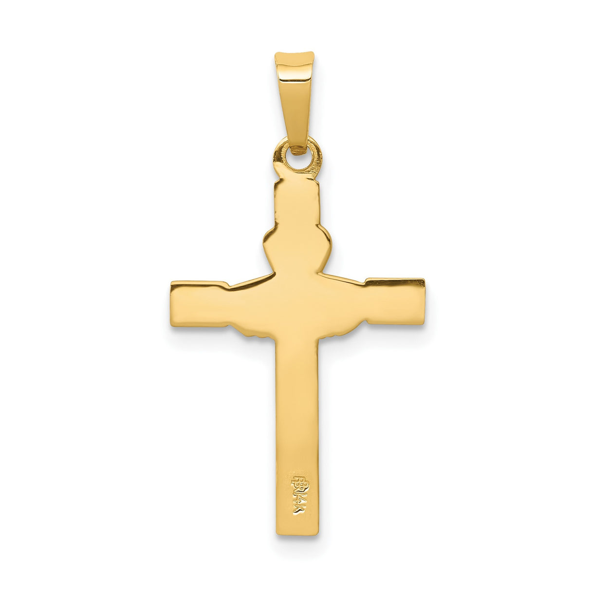14k Yellow Gold and Rhodium Claddagh Cross Pendant with Celtic Heart and Crown Design