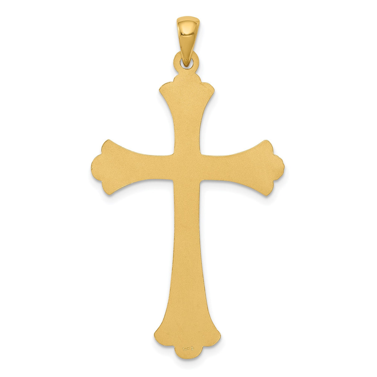 14k Yellow Gold Cross Pendant with Floral Scroll Design, Christian Religious Charm for Women
