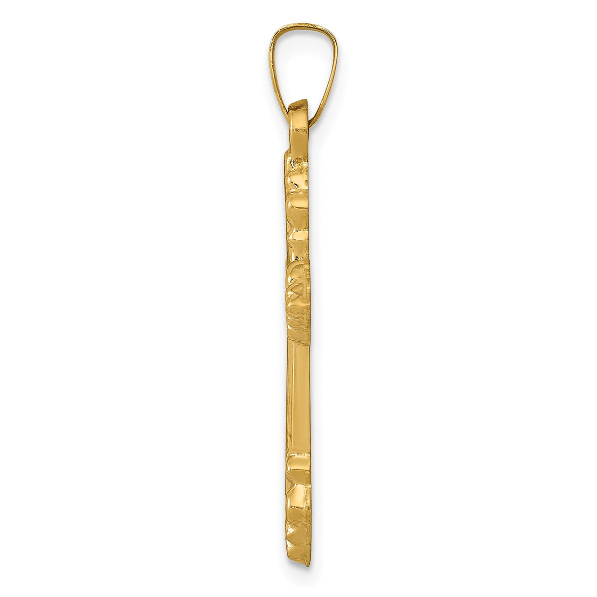 14k Yellow Gold Cross Pendant with Ornate Scroll Detailing, Catholic Religious Jewelry for Women or Unisex Wear