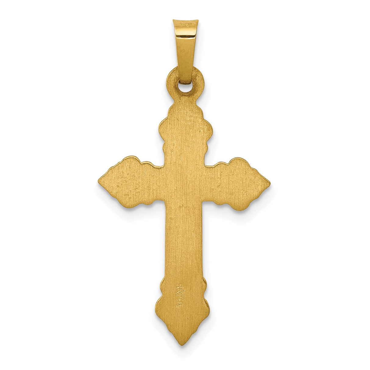 14k Yellow Gold Cross Pendant with Ornate Scroll Detailing, Catholic Religious Jewelry for Women or Unisex Wear