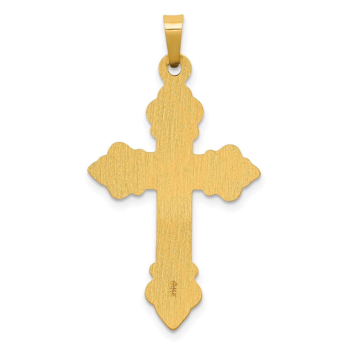 14k Yellow Gold Cross Pendant with Intricate Scrollwork Design, Christian Religious Charm for Women