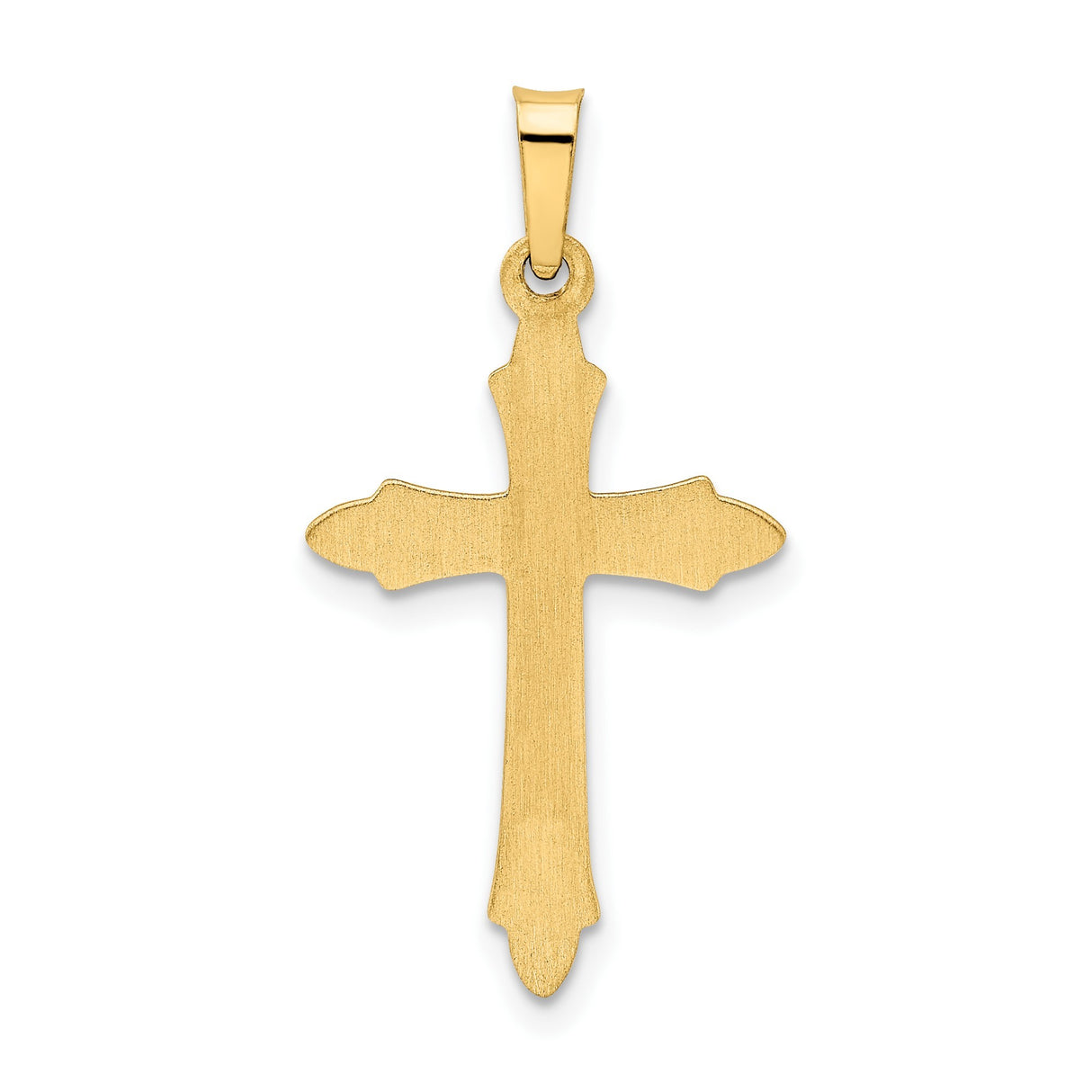 14k Yellow Gold Cross Pendant with Flared Tips and Textured Finish, Christian Religious Charm