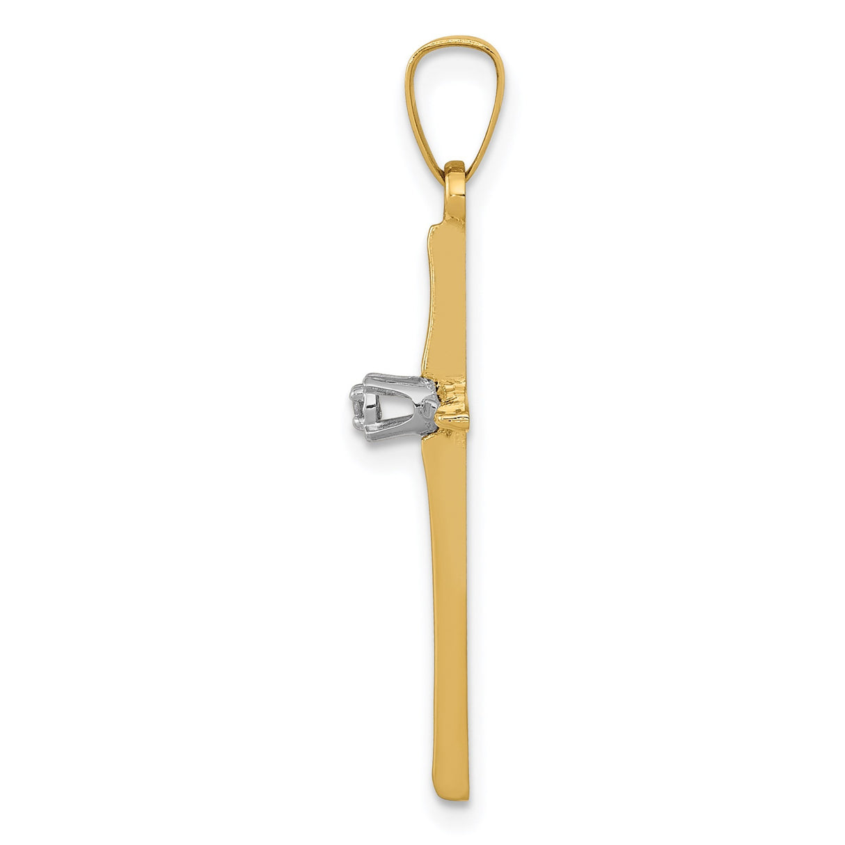 14k Yellow Gold Cross Pendant with Diamond Accent, Christian Religious Jewelry for Women