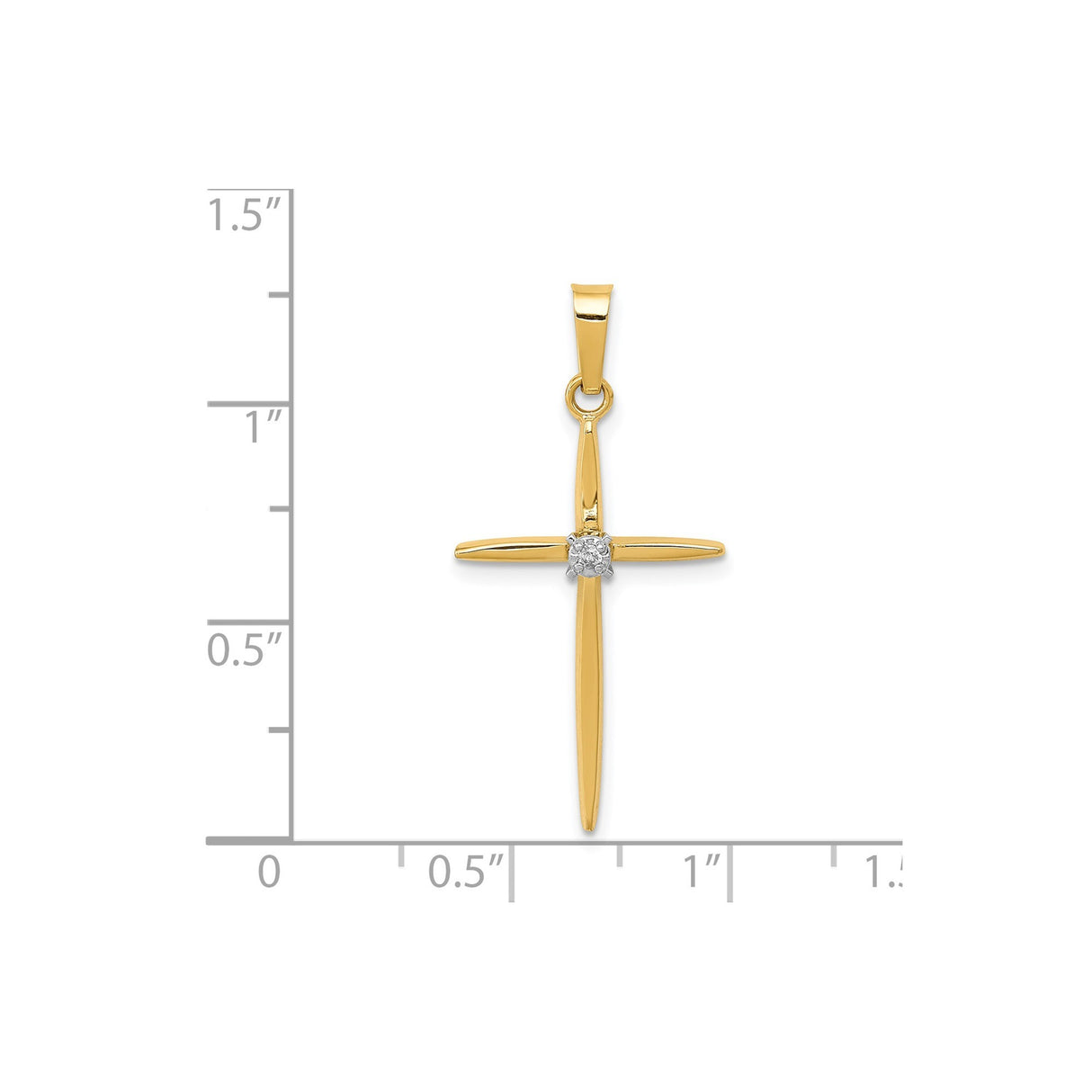 14k Yellow Gold Cross Pendant with Diamond Accent, Christian Religious Jewelry for Women