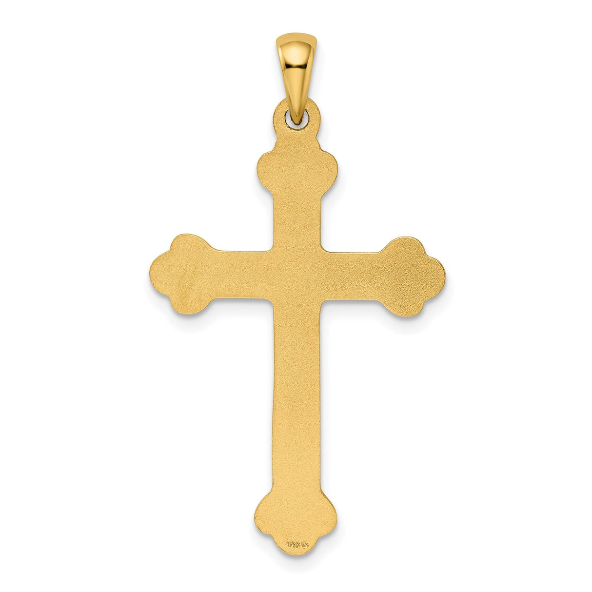 14k Yellow Gold Budded Cross Pendant with Diamond Accent, Ornate Christian Design