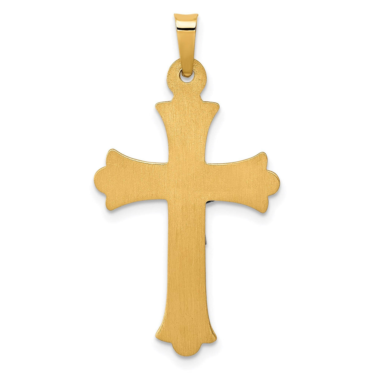 14k Multi-Tone Gold Crucifix Pendant with Fleur de Lis Cross INRI Detail