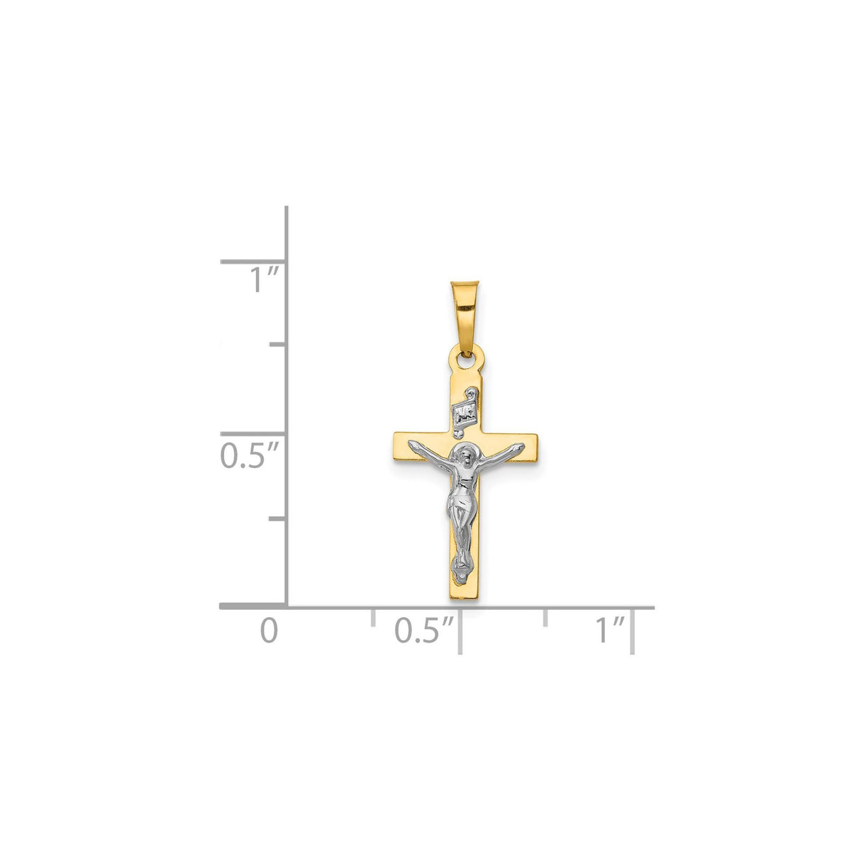 14k Multi-Tone Gold Crucifix Pendant with INRI Latin Cross for Men and Women