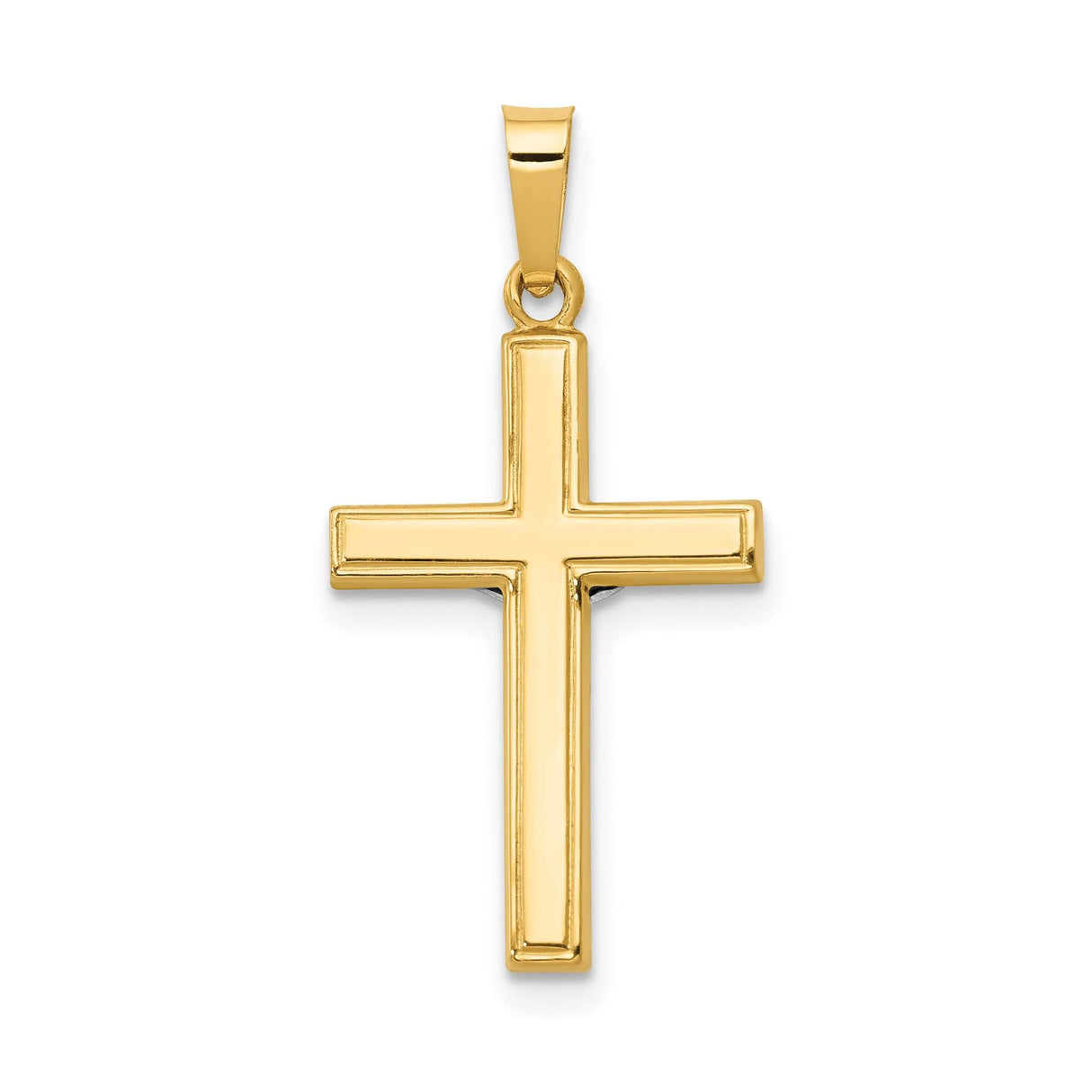 14k Multi-Tone Gold Crucifix Pendant with INRI and Jesus Figure, Polished Latin Cross Design