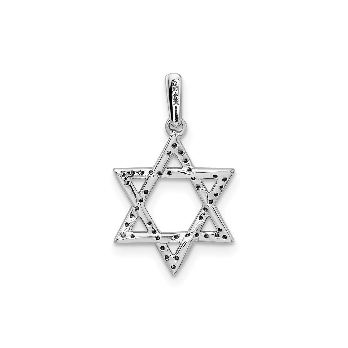 14k White Gold Star of David Pendant with Pavé Diamonds, Jewish Religious Charm