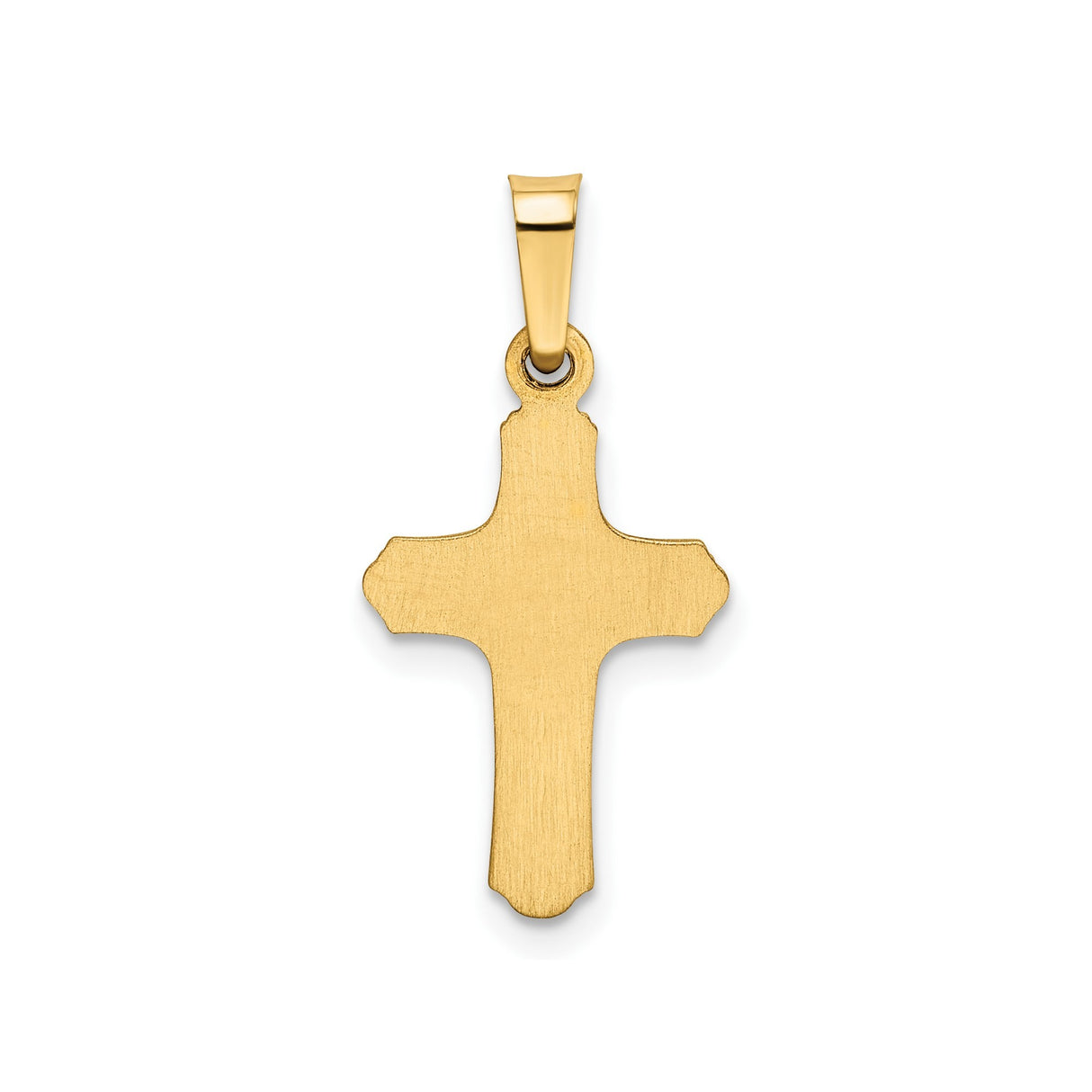 14k Yellow Gold Cross Pendant, Textured and Polished Christian Charm for Women or Unisex Wear