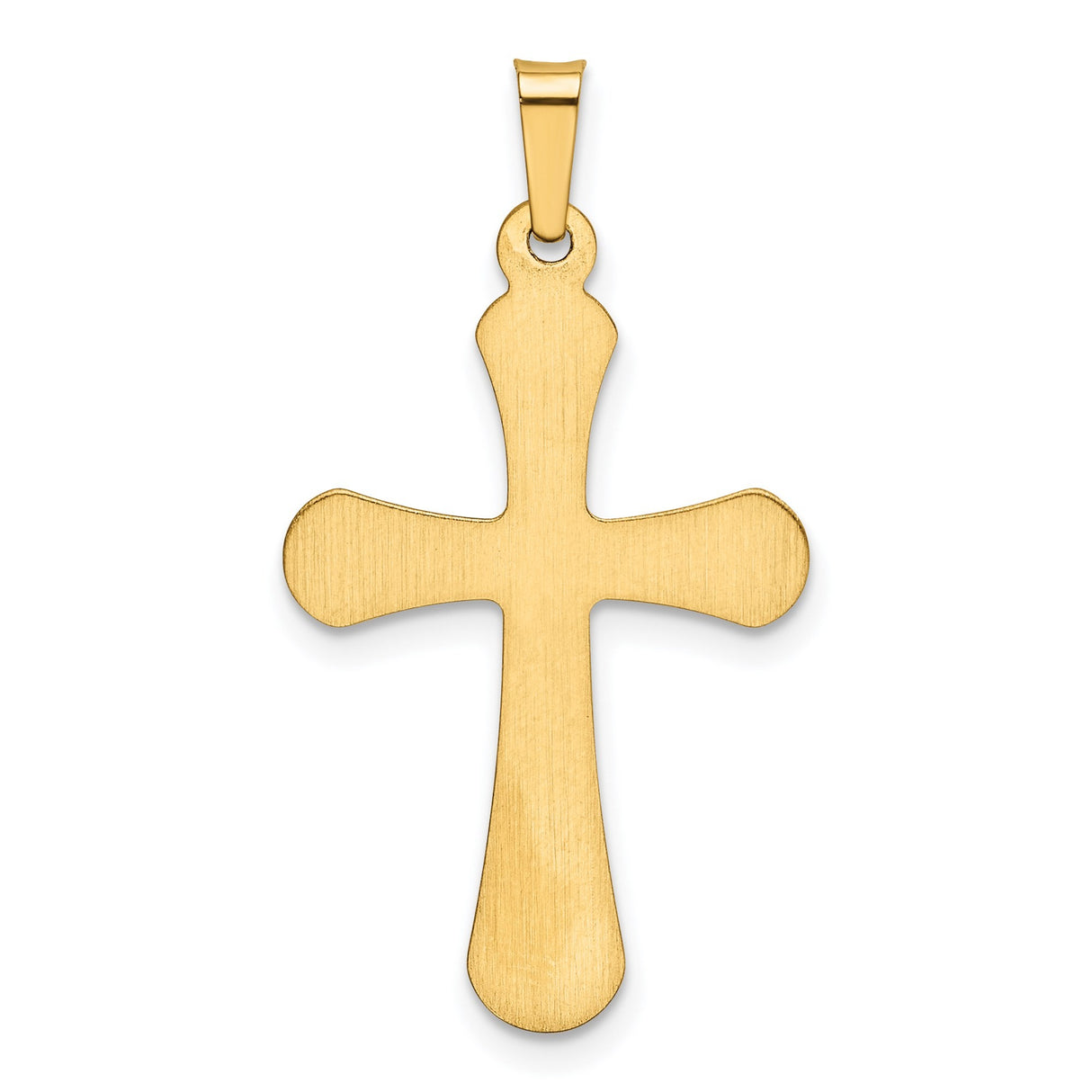 14k Yellow Gold Cross Pendant, Polished Rounded Latin Cross Charm for Women