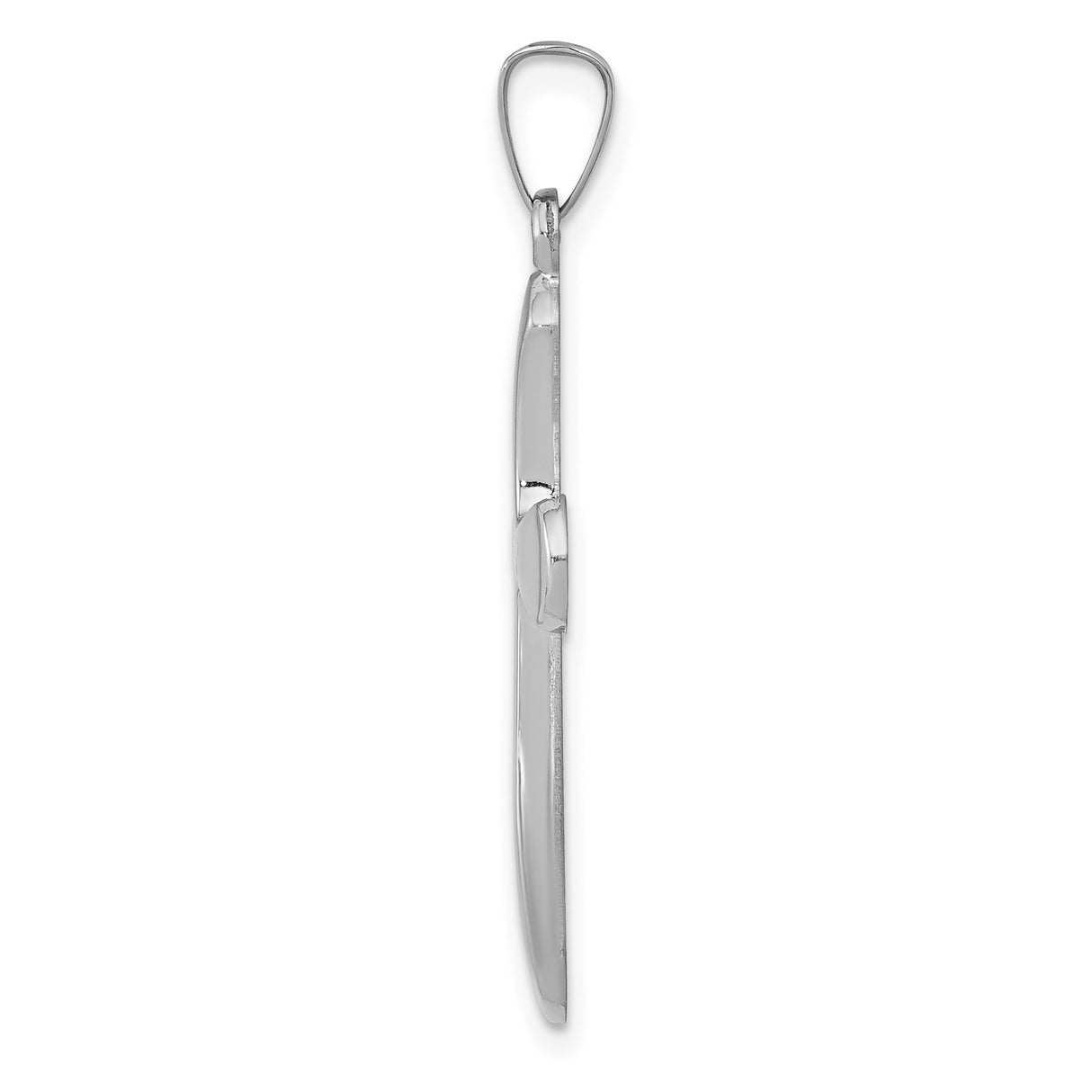 14k White Gold Cross Pendant, Polished Flared Christian Charm for Women and Adults