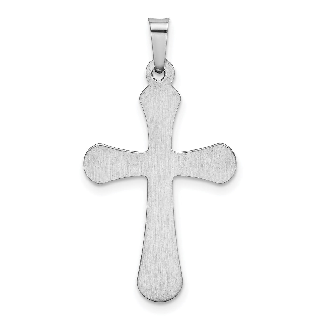 14k White Gold Cross Pendant, Polished Flared Christian Charm for Women and Adults