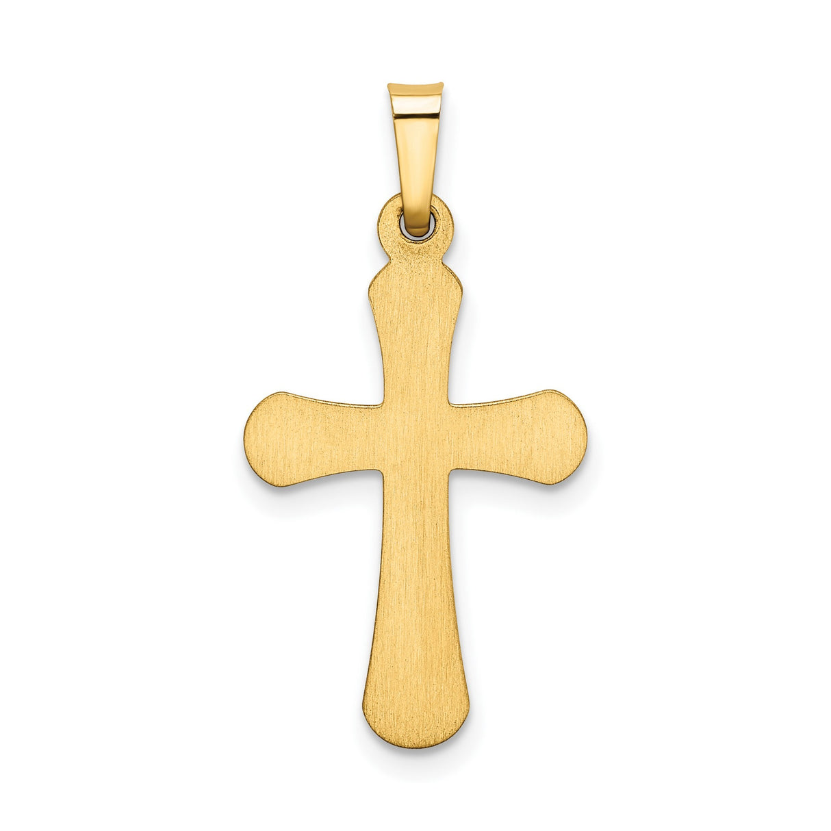 14k Yellow Gold Rounded Latin Cross Pendant, Polished Christian Religious Jewelry for Women or Unisex