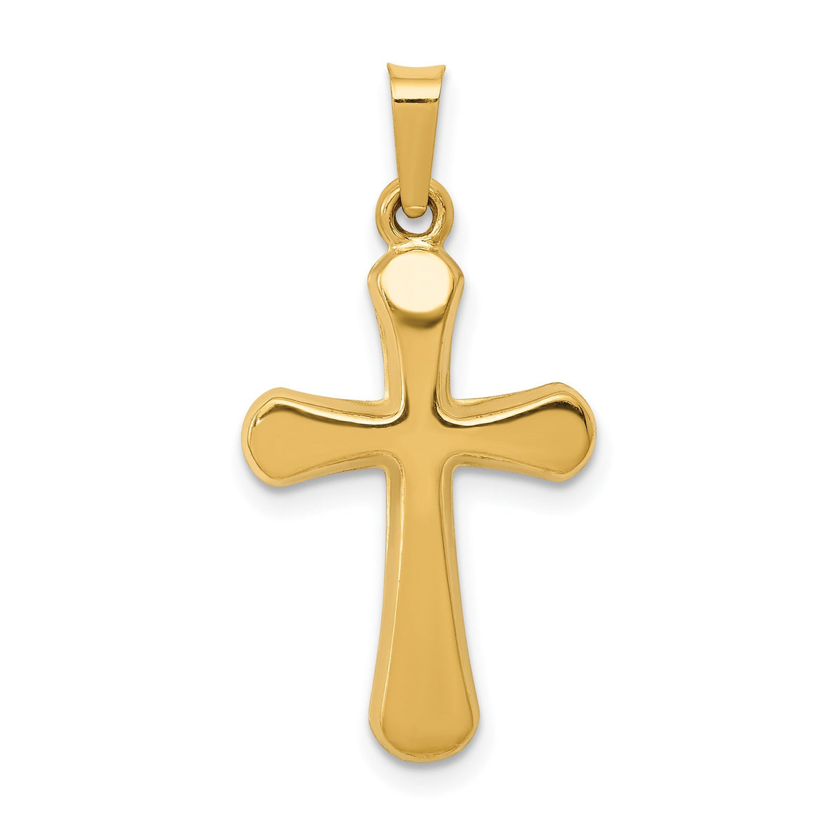14k Yellow Gold Rounded Latin Cross Pendant, Polished Christian Religious Jewelry for Women or Unisex