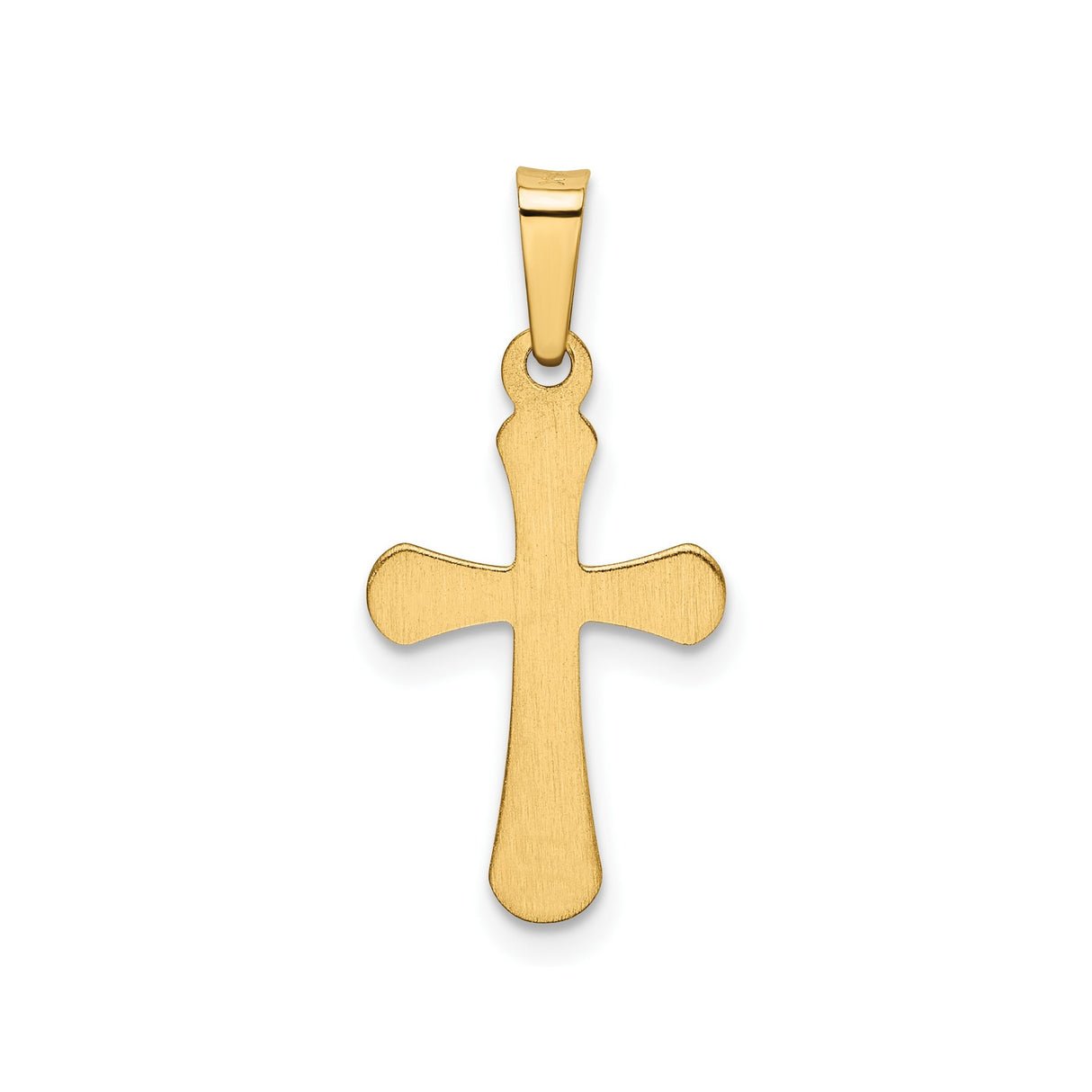 14k Yellow Gold Cross Pendant with Rounded Edges, Unisex Christian Jewelry