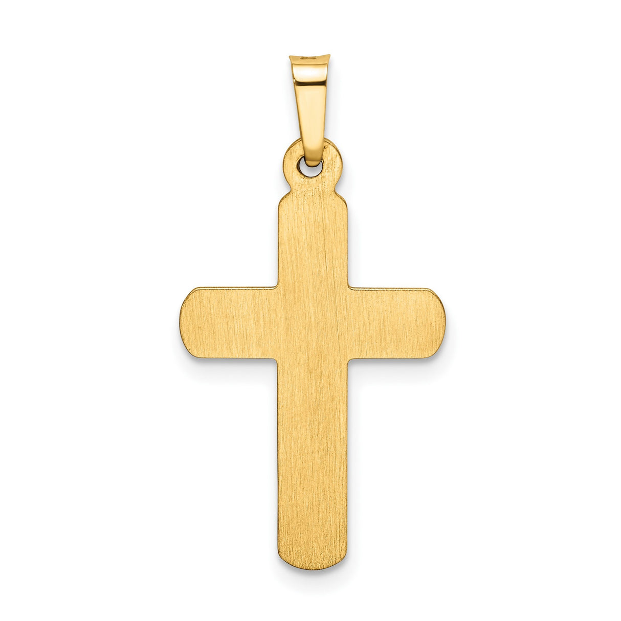 14k Yellow Gold Cross Pendant with Textured Satin Finish, Classic Religious Design