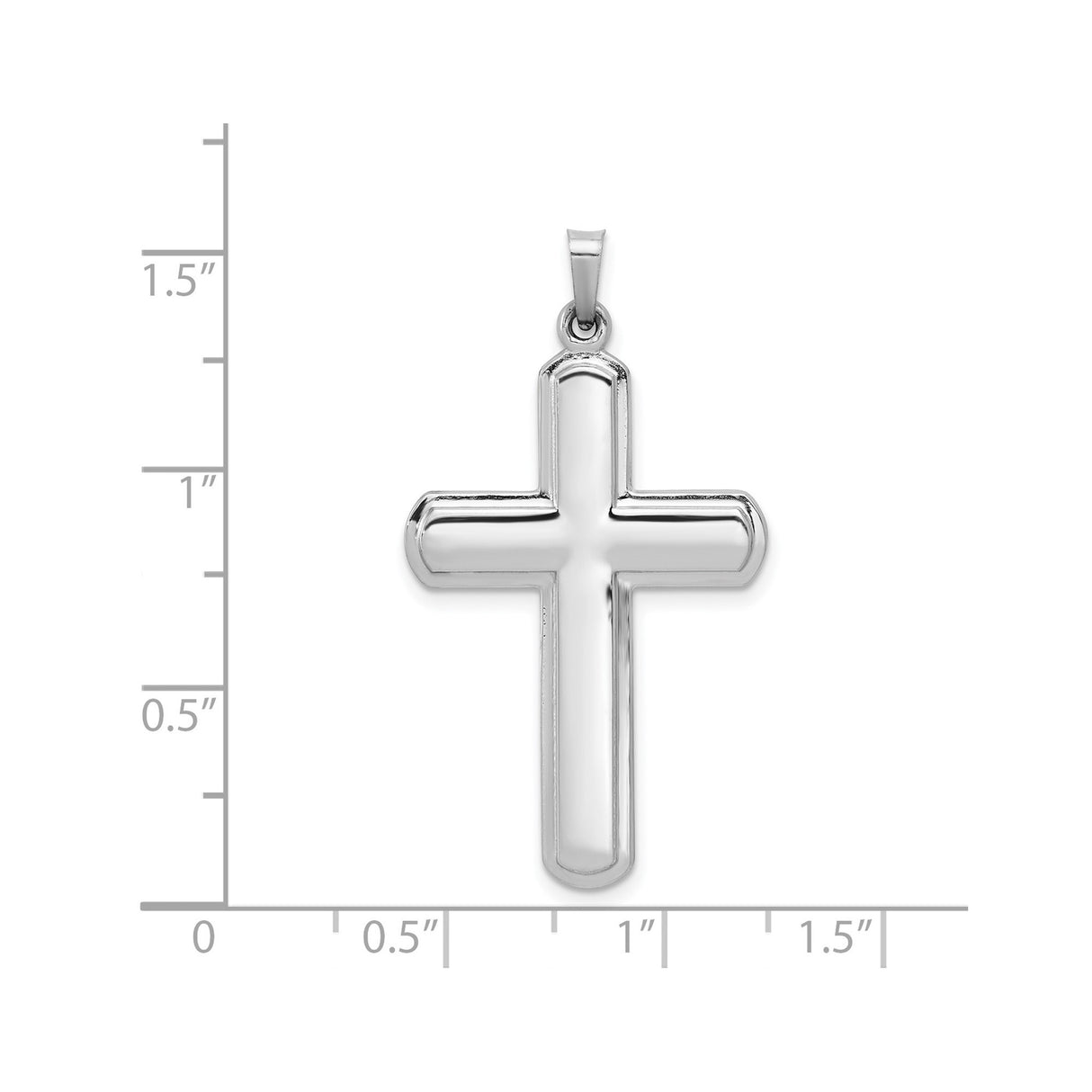 14k White Gold Cross Pendant with Polished Beveled Edge Design for Men or Women