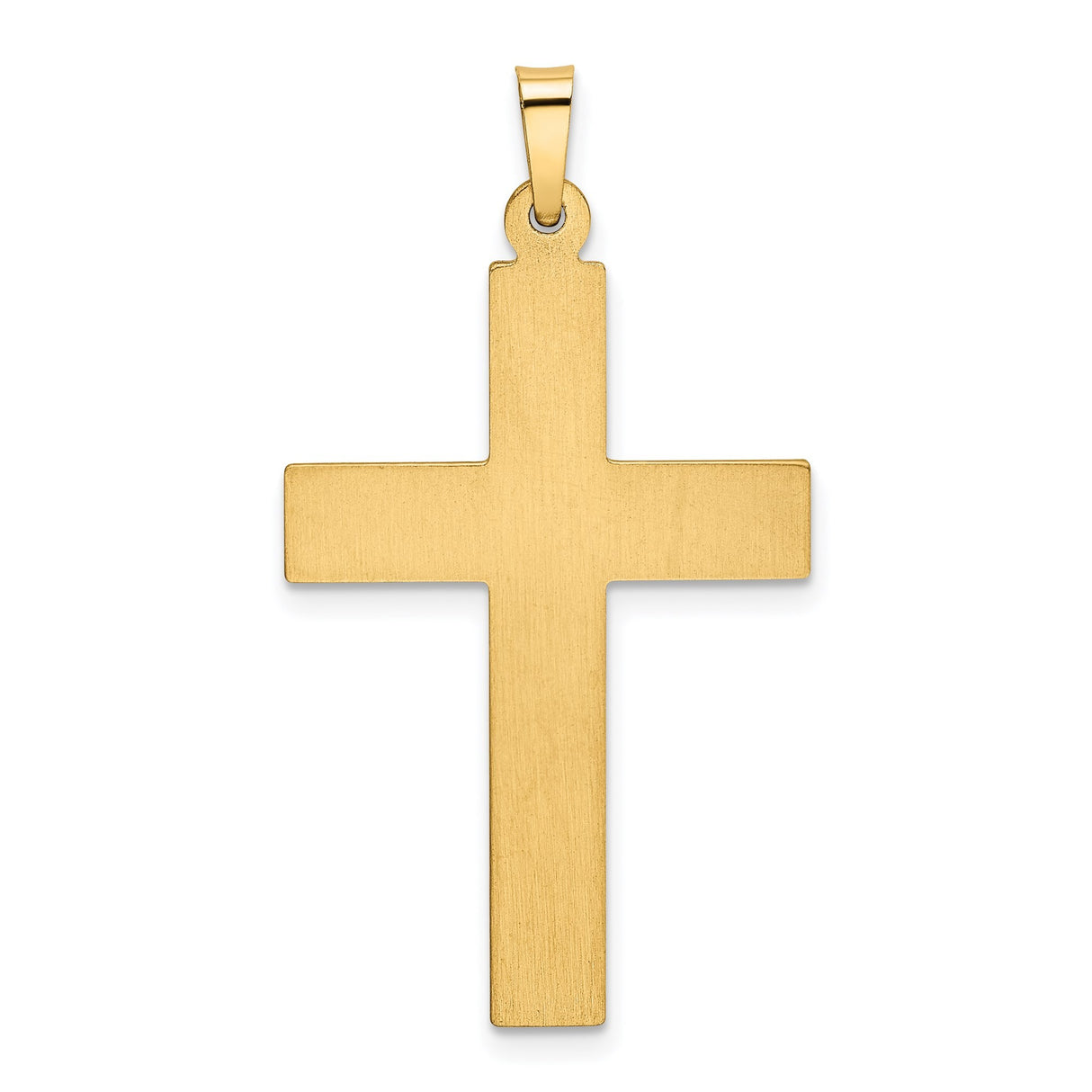 14k Yellow Gold Cross Pendant with Beveled Design and Textured Center for Men or Women