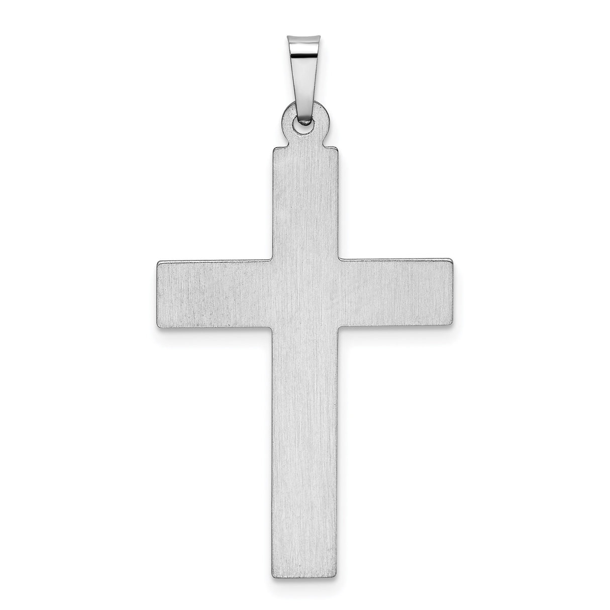 14k White Gold Cross Pendant with Rivet Detail, Industrial Christian Charm for Men