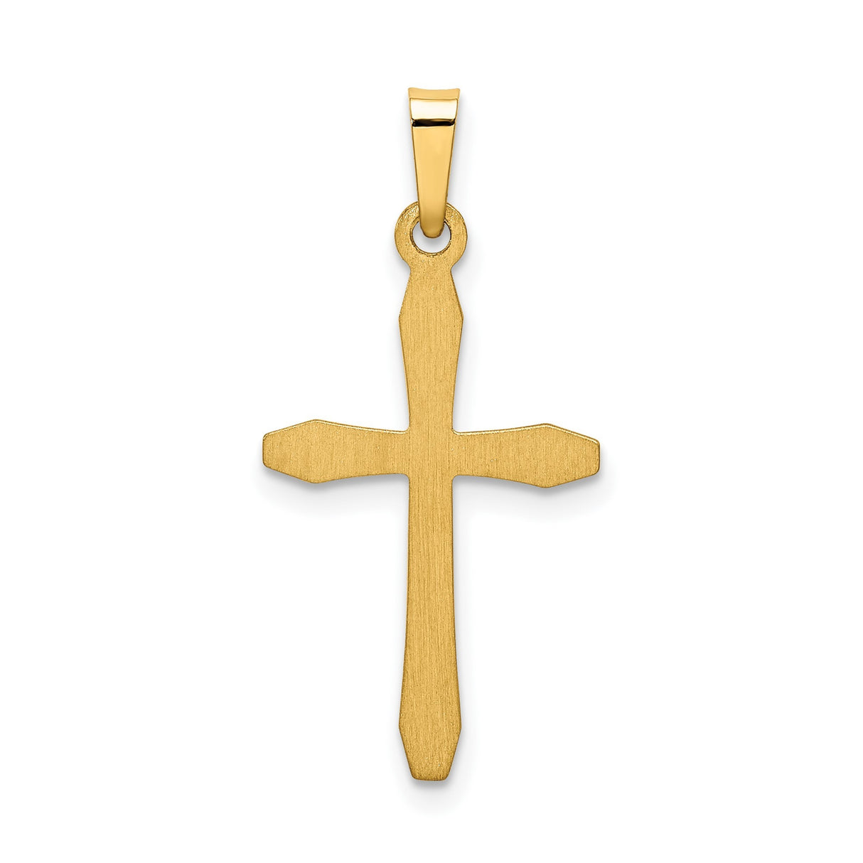 14k Yellow Gold Cross Pendant, Beveled Latin Christian Charm, Unisex Religious Jewelry